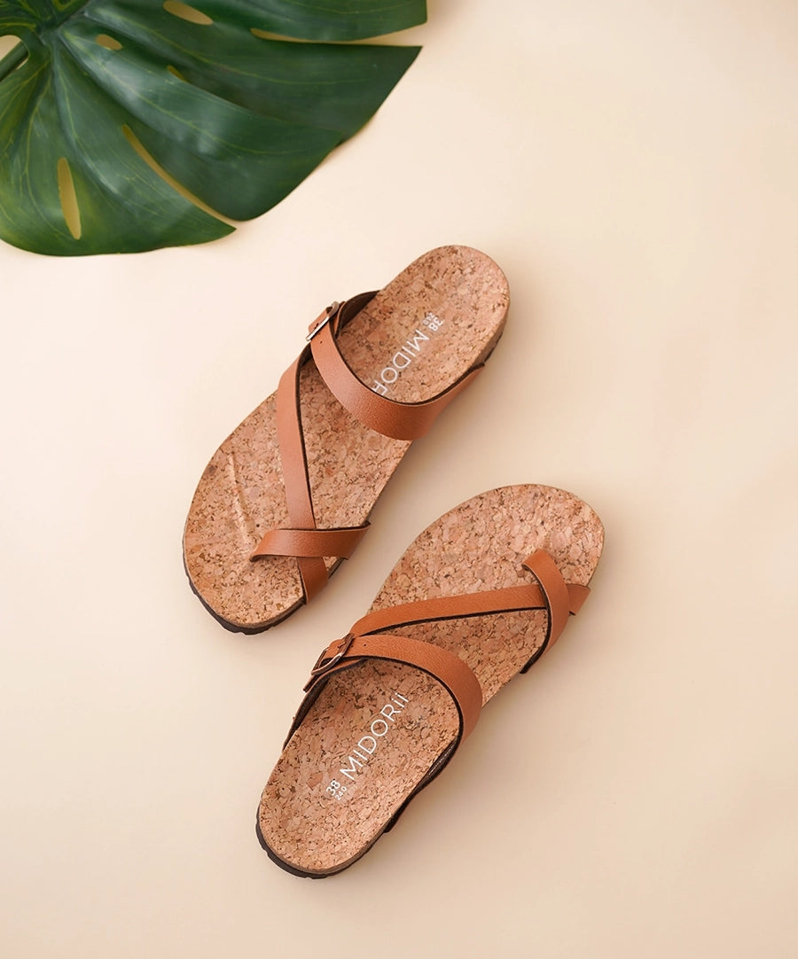 Halki Camel Sandals for Women MIDORii