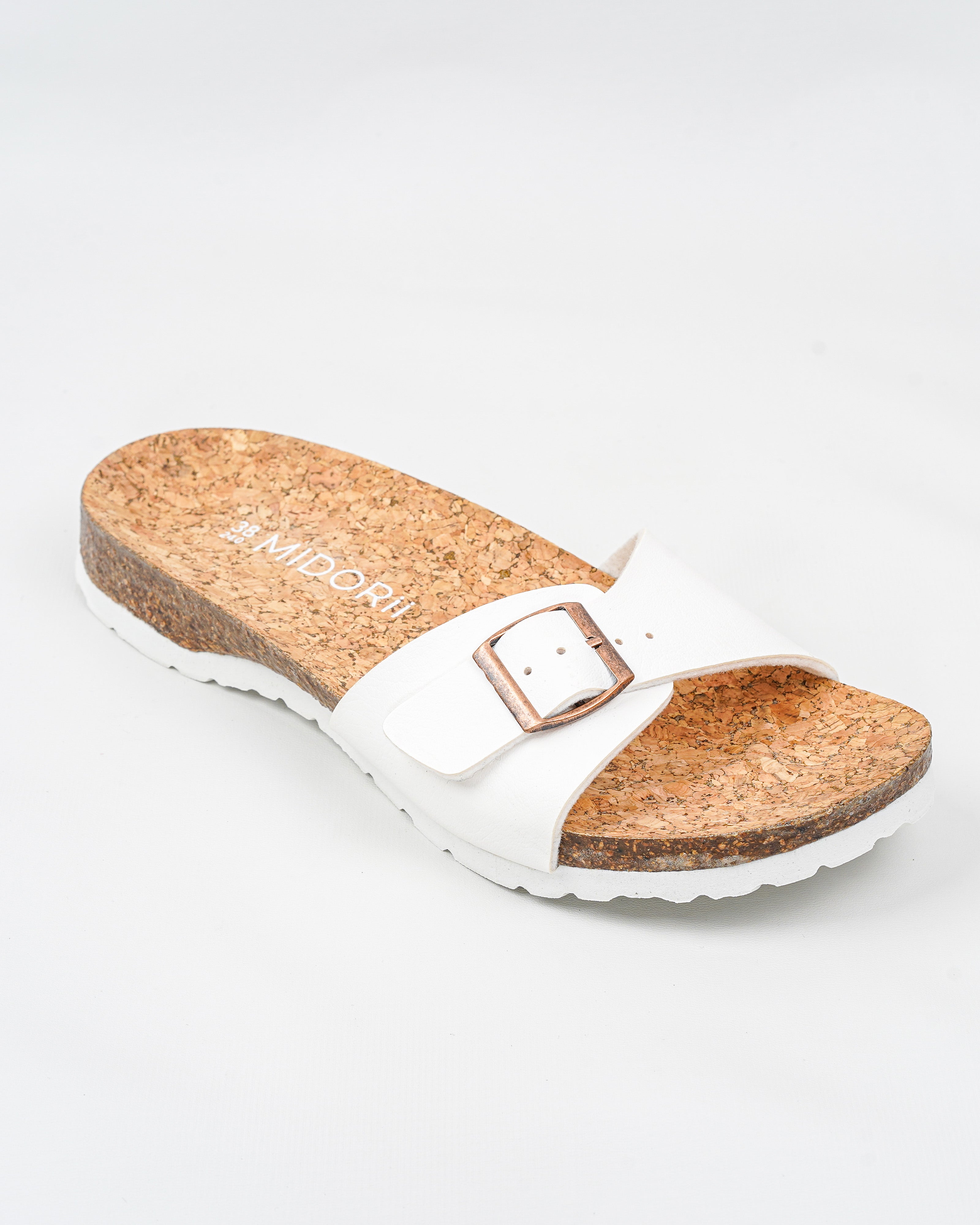 Bali White Slides for Women MIDORii