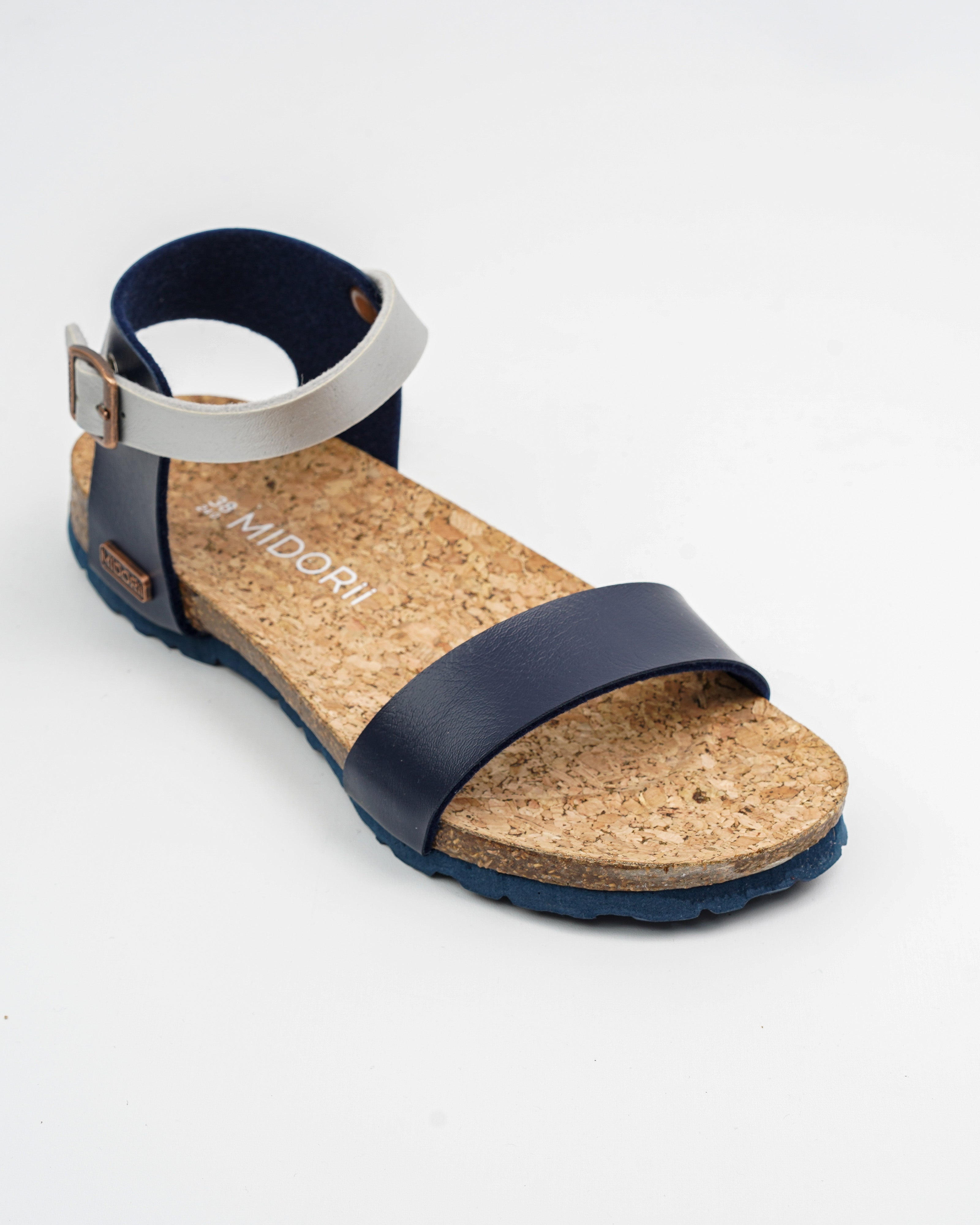 French Navy Ankle Straps sandals for Women