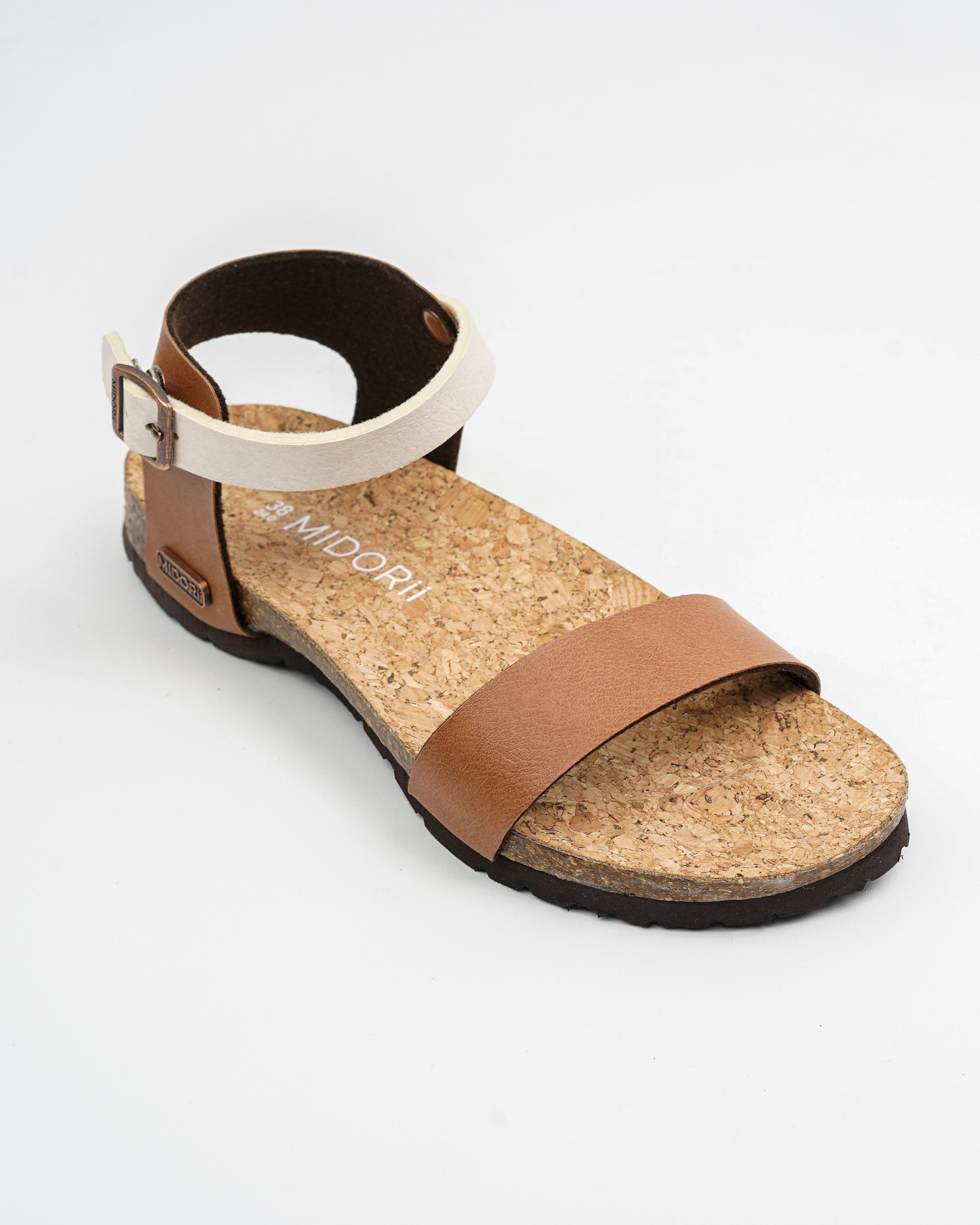 French Camel Ankle Straps Sandals for Women