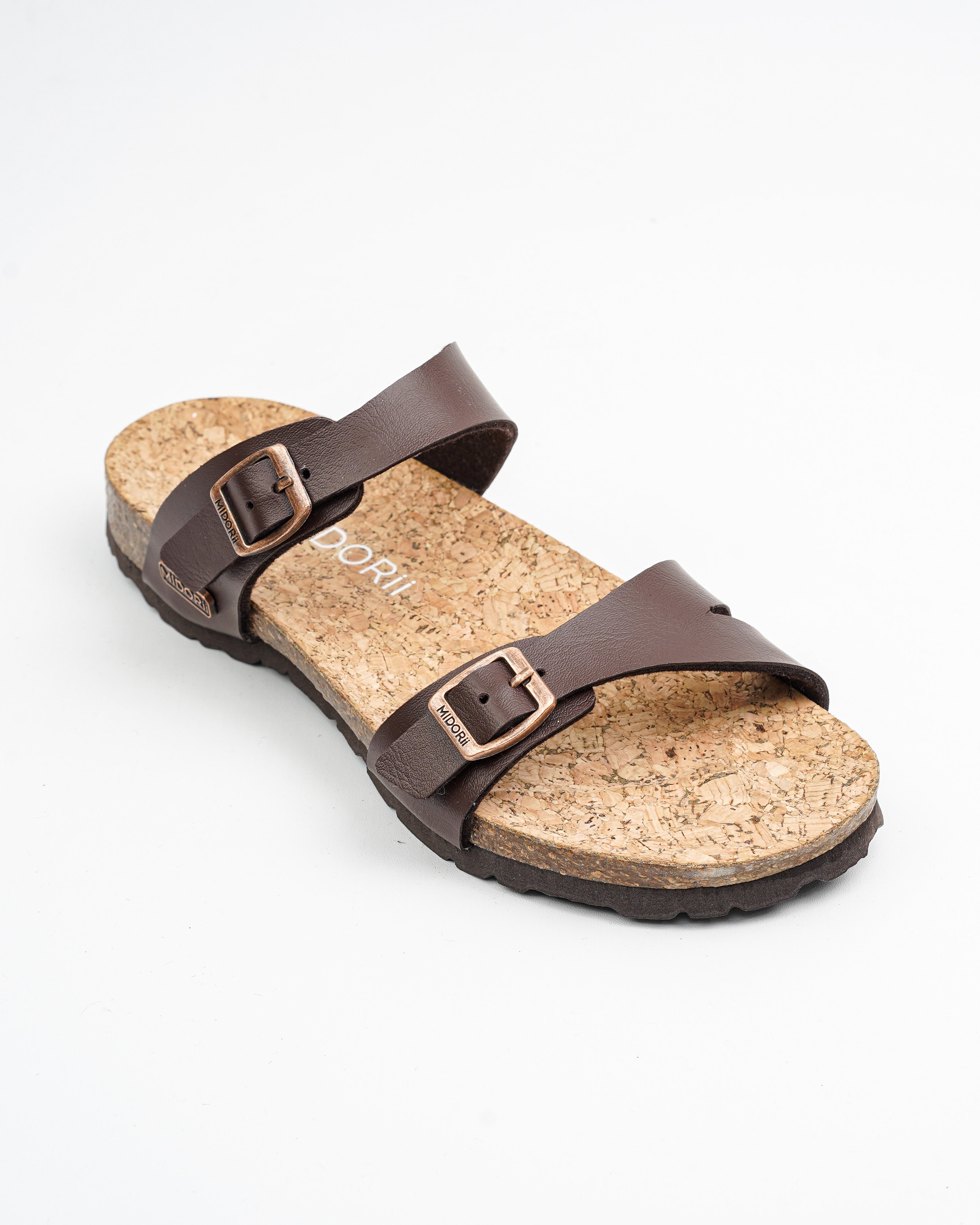 Gabriola Dark Brown Slides for Women 